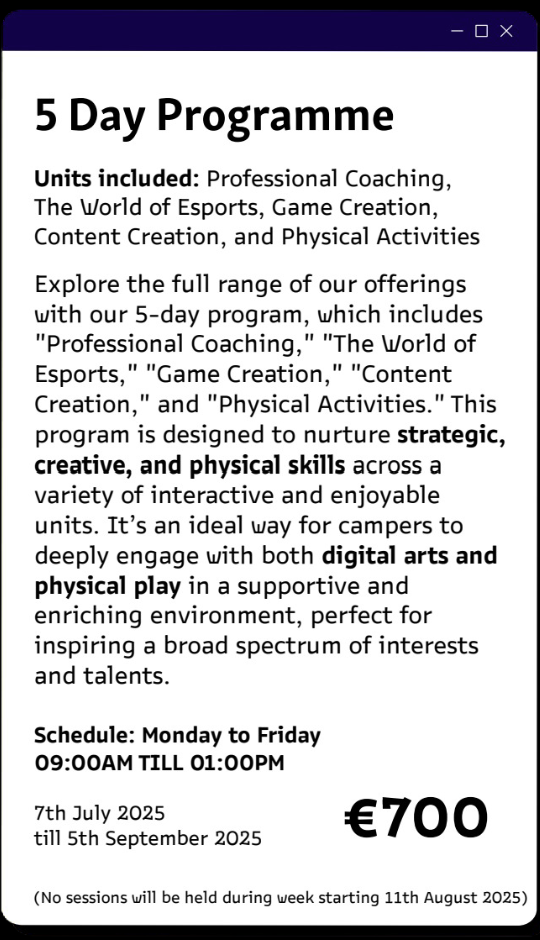 5 Day Programme